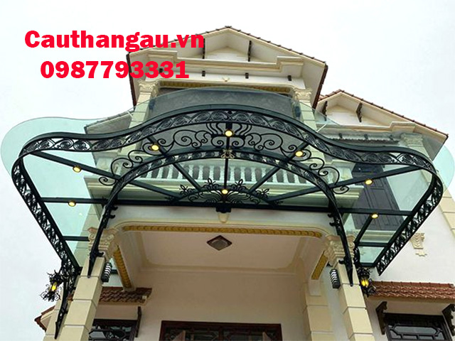 Mái che sắt nghệ thuật kính cường lực tại hà nội Mái che sắt nghệ thuật kính cường lực tại hà nội